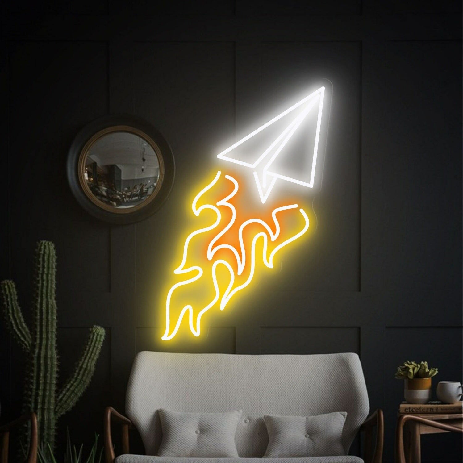 Bar Paper Airplane Tail Fire Led Neon Sign Wall Decor - Shineneon