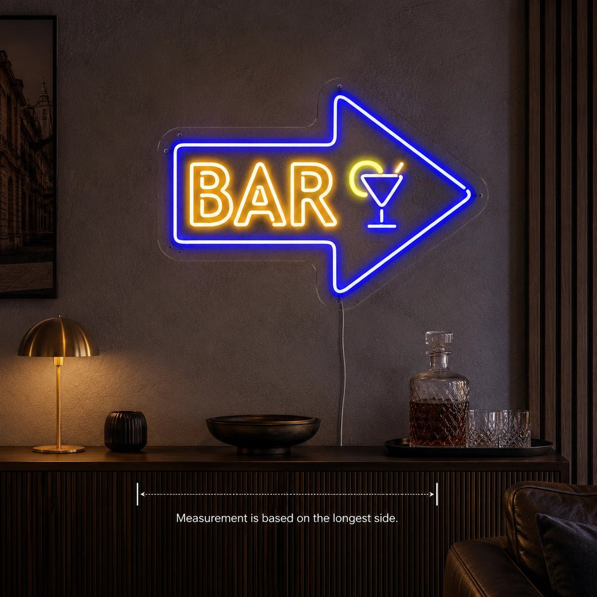 Bar Right Arrow With Cocktail Glass LED Neon Sign - Shineneon
