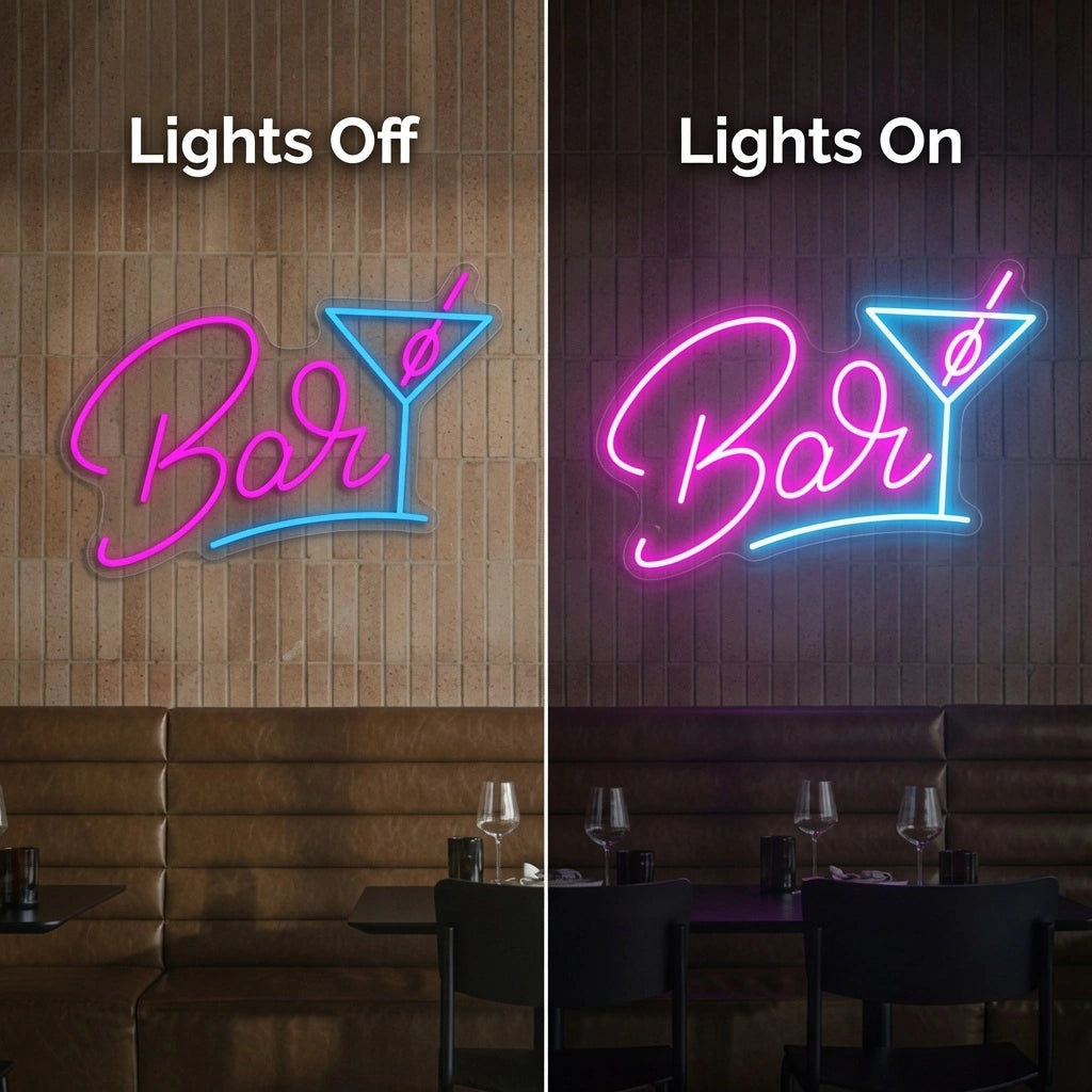Bar Salon Wall Decor LED Neon Sign - 06 Day Night Comparison