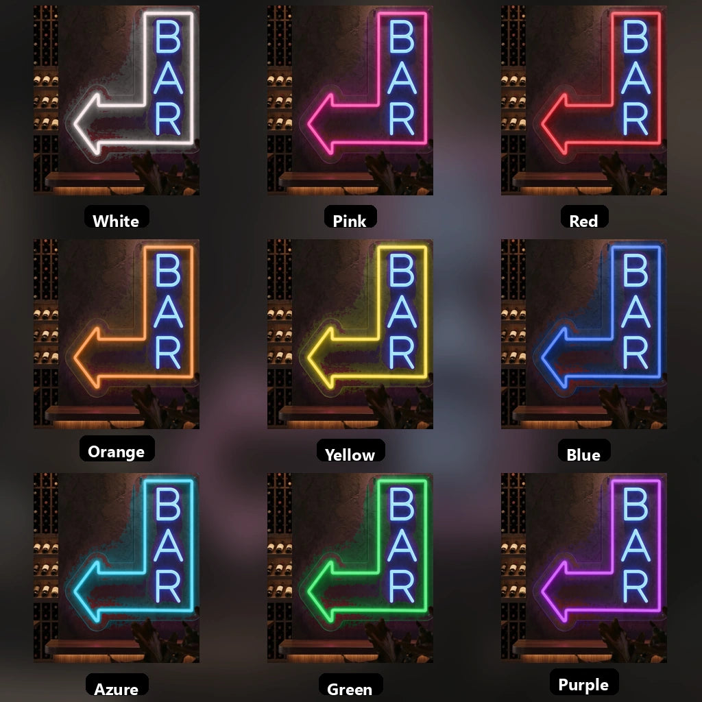 Bar This Way Wall Decor LED Neon Sign - 05 Color Grid