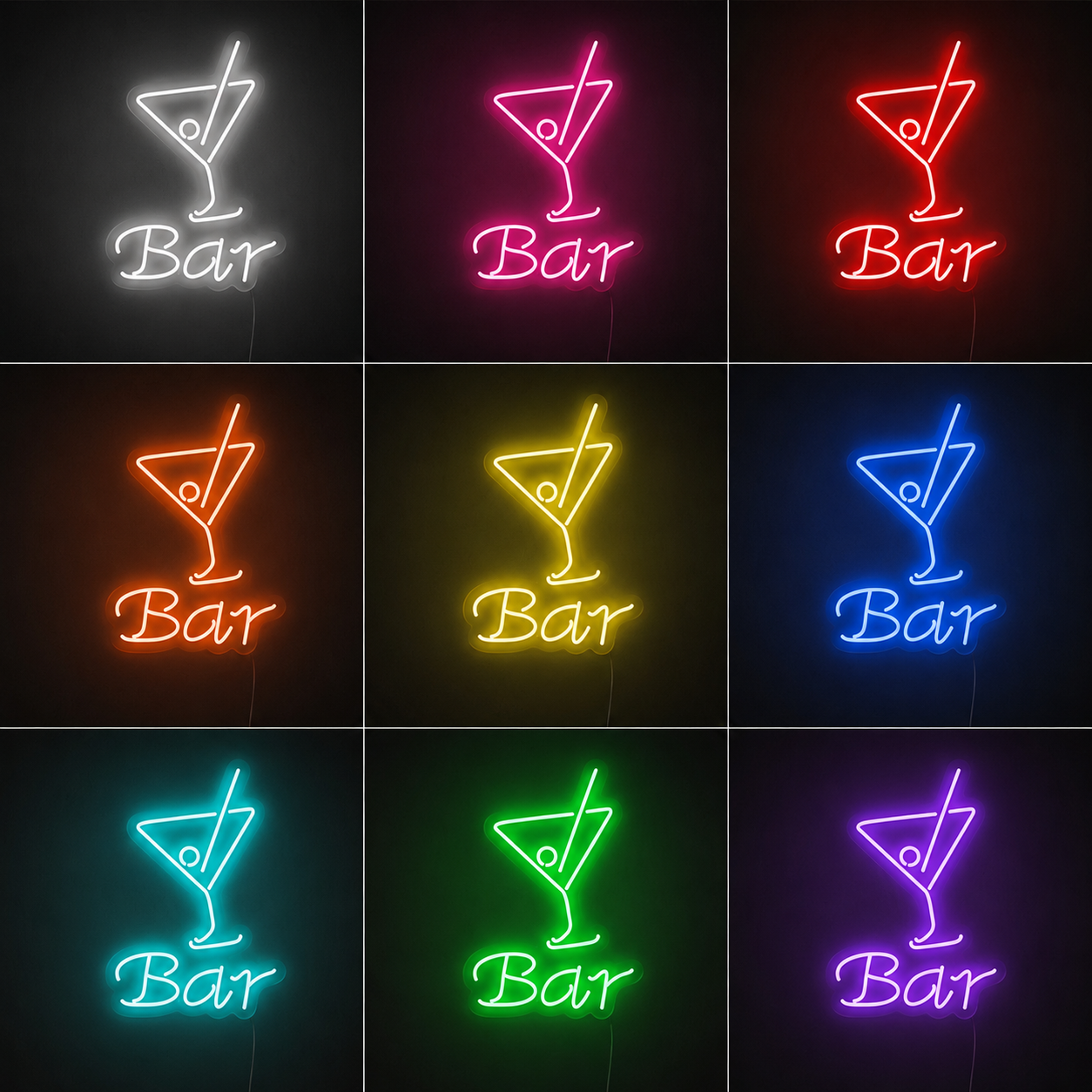 Bar V2 LED Neon Sign Lust Red color grid