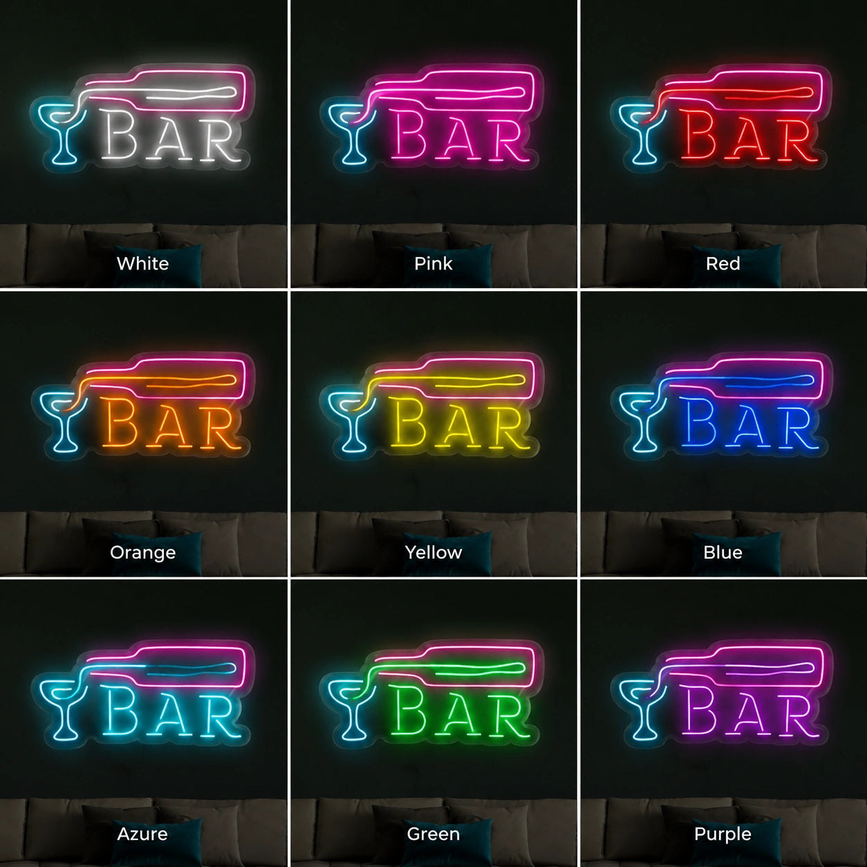 Bar Wall Decor LED Neon Sign - 05 Color Grid