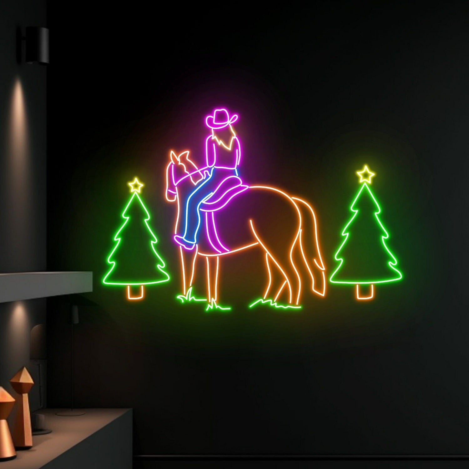Bar Western Party Home Deccowgirl Riding Horse Led Neon Sign - Shineneon