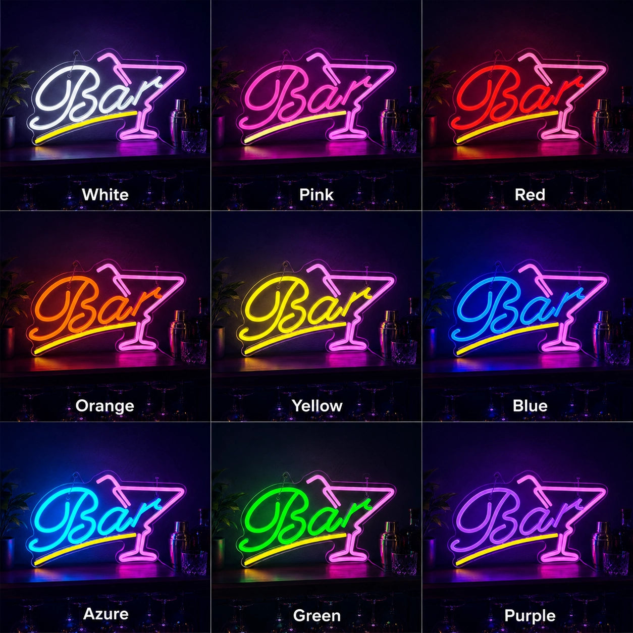 Bar Wine Shelf LED Neon Sign - 05 Color Grid