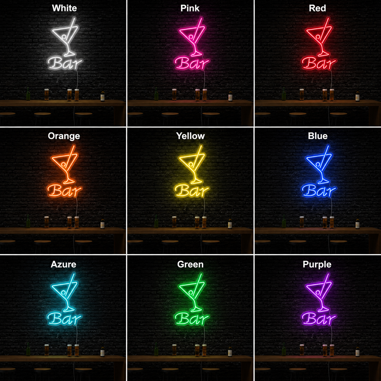 Bar With Drink LED Neon Light Aesthetic Light LED Neon Sign color grid