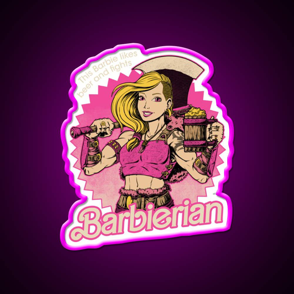 Barbarian Doll Powerful Rpg Doll Beer Bar Decor Led Neon Sign Rgb Color - Neon sign mounted on wall in room