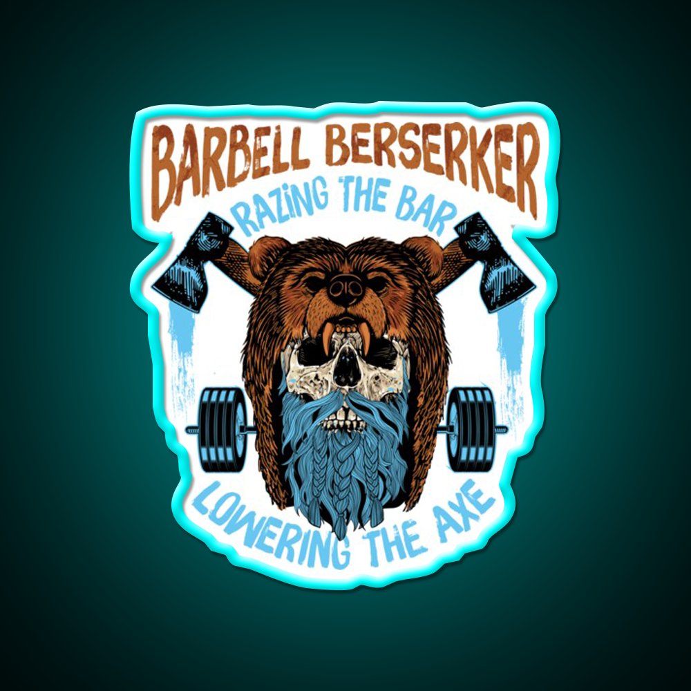Barbell Berserker Razing The Bar Lowering Gym Fitness Led Neon Sign Rgb Color