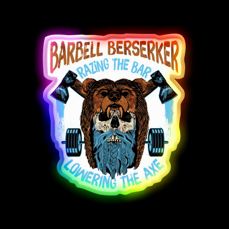 Barbell Berserker Razing The Bar Lowering Gym Fitness Led Neon Sign Rgb Color
