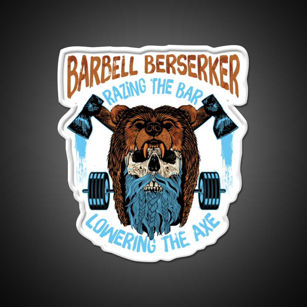 Barbell Berserker Razing The Bar Lowering Gym Fitness Led Neon Sign Rgb Color