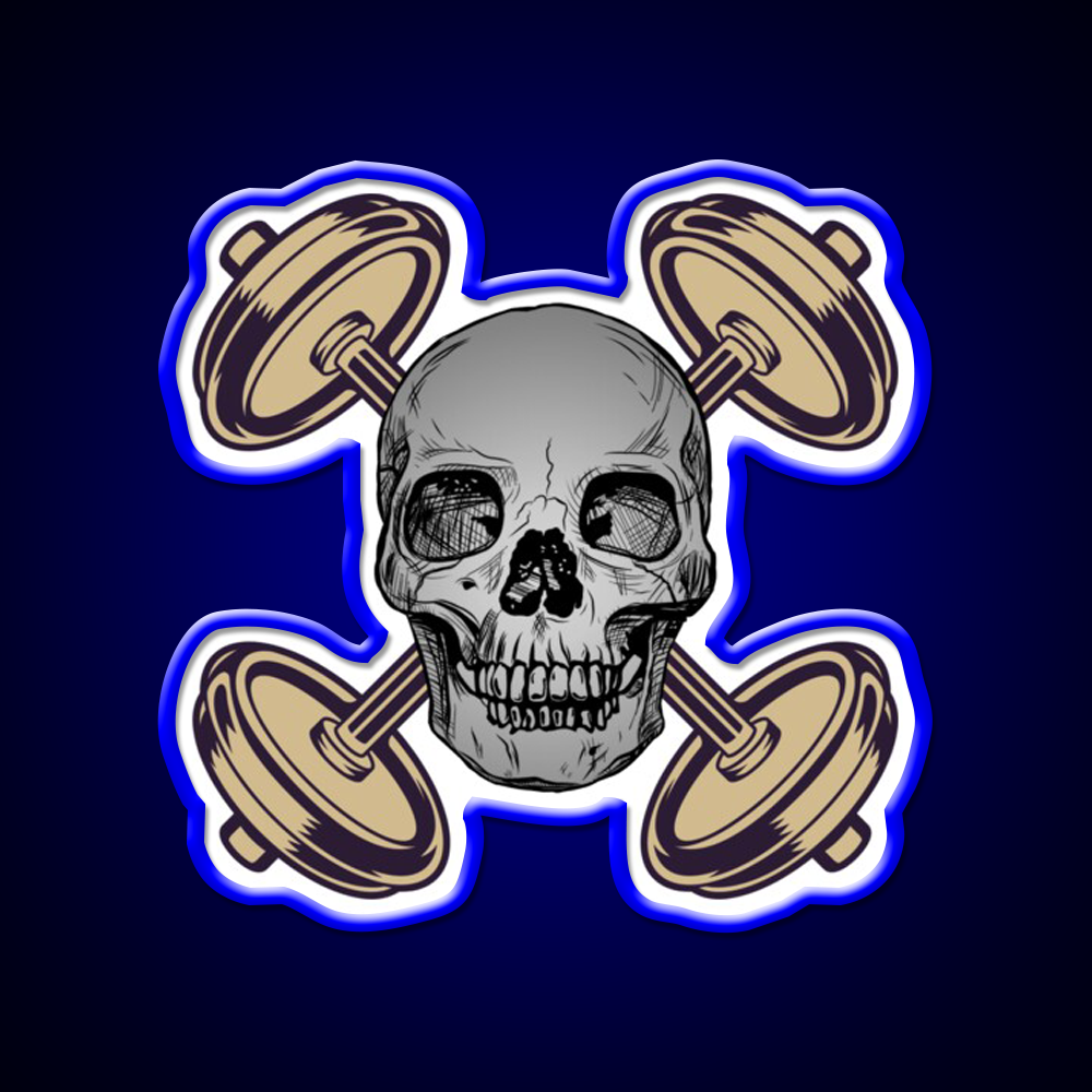 Barbells And Skulls Weightlifting Crossfit Gym Fitness Led Neon Sign Rgb Color