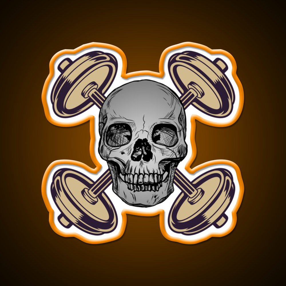 Barbells And Skulls Weightlifting Crossfit Gym Fitness Led Neon Sign Rgb Color