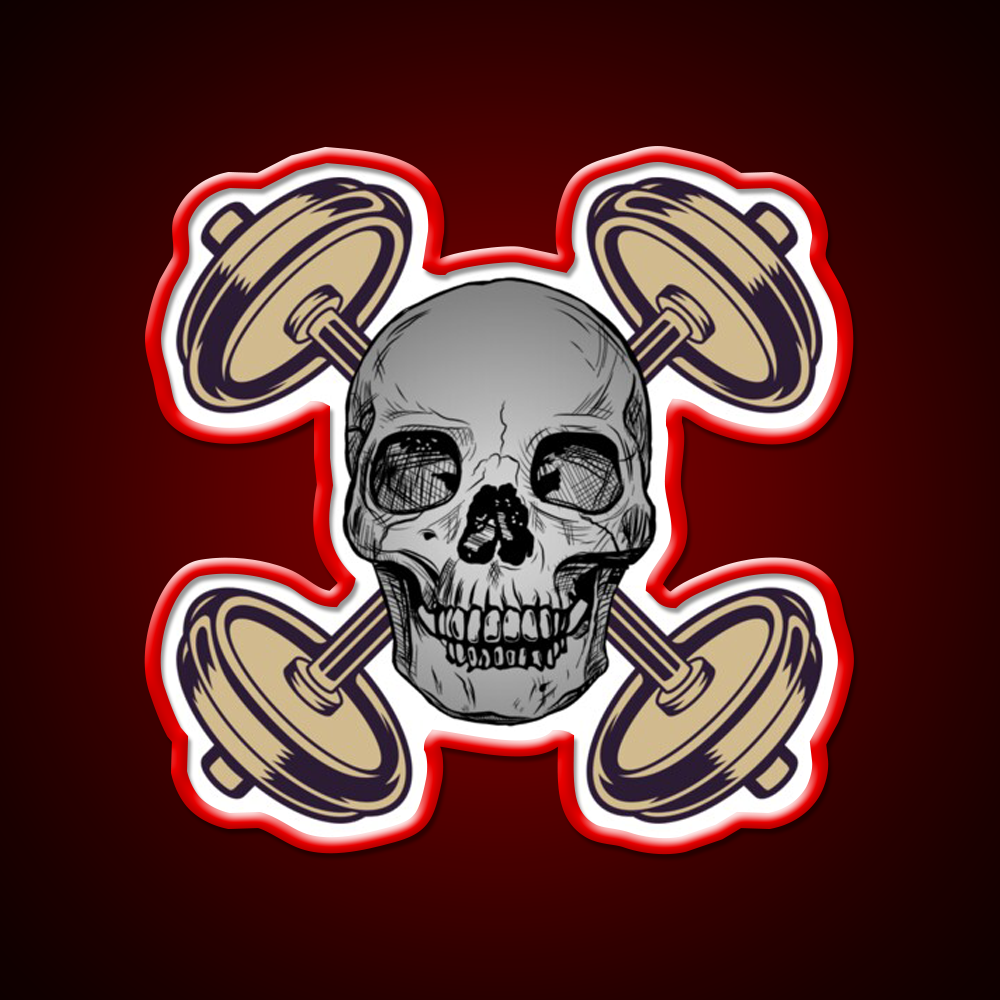 Barbells And Skulls Weightlifting Crossfit Gym Fitness Led Neon Sign Rgb Color