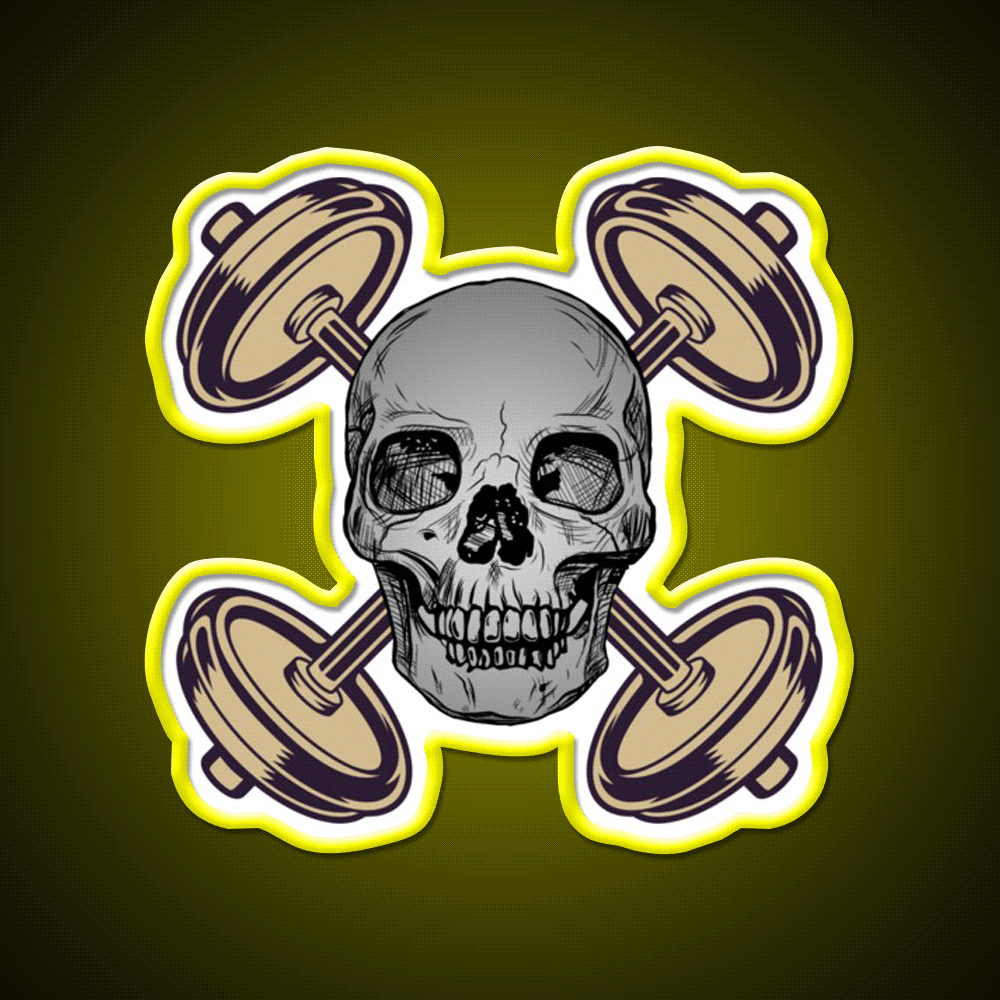 Barbells And Skulls Weightlifting Crossfit Gym Fitness Led Neon Sign Rgb Color