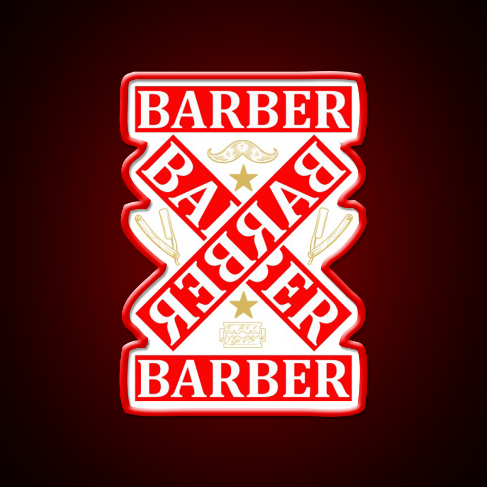 Barber Cross X Barber Shop Haircut Led Neon Sign