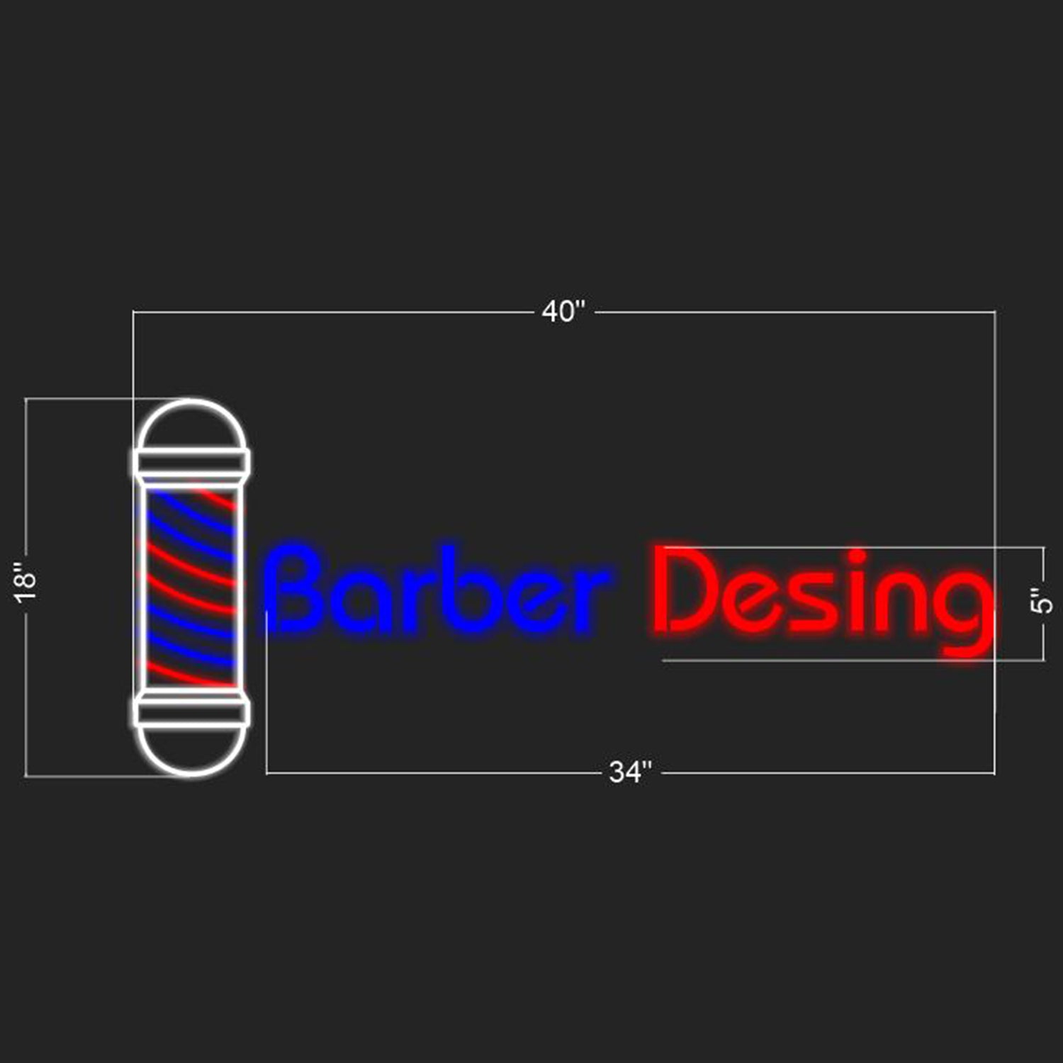 Barber Design Red Blue White Led Neon Sign For Salon Decor | Shineneon