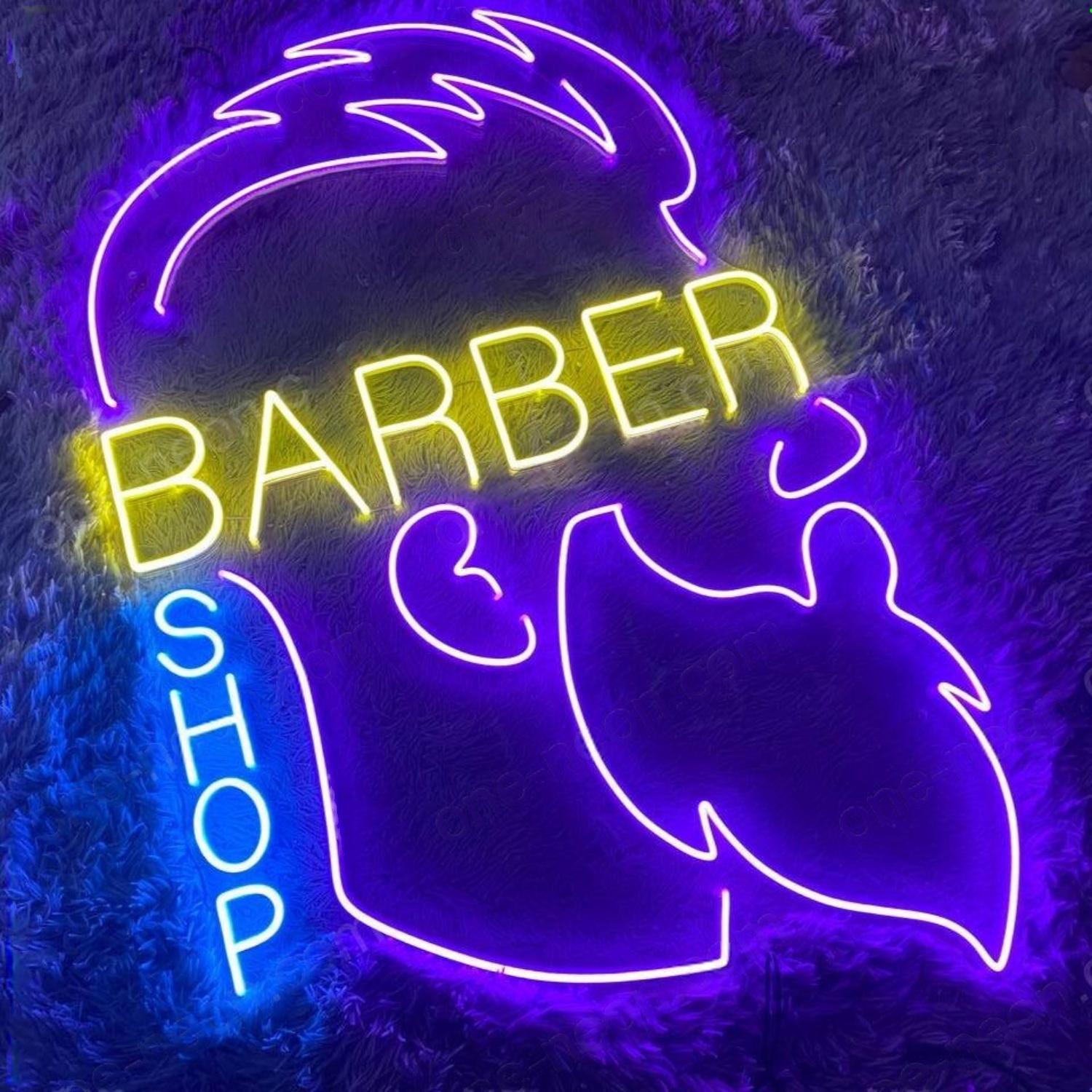 Barber Head And Text Led Neon Sign For Salon Decor | Shineneon