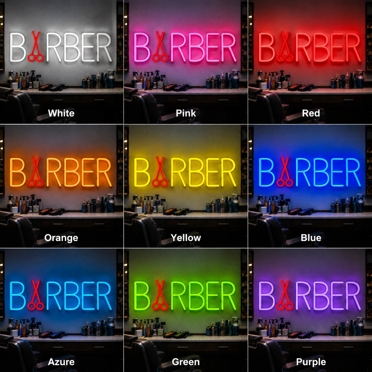 Barber LED Neon Sign Wall Neon Sign - 05 Color Grid