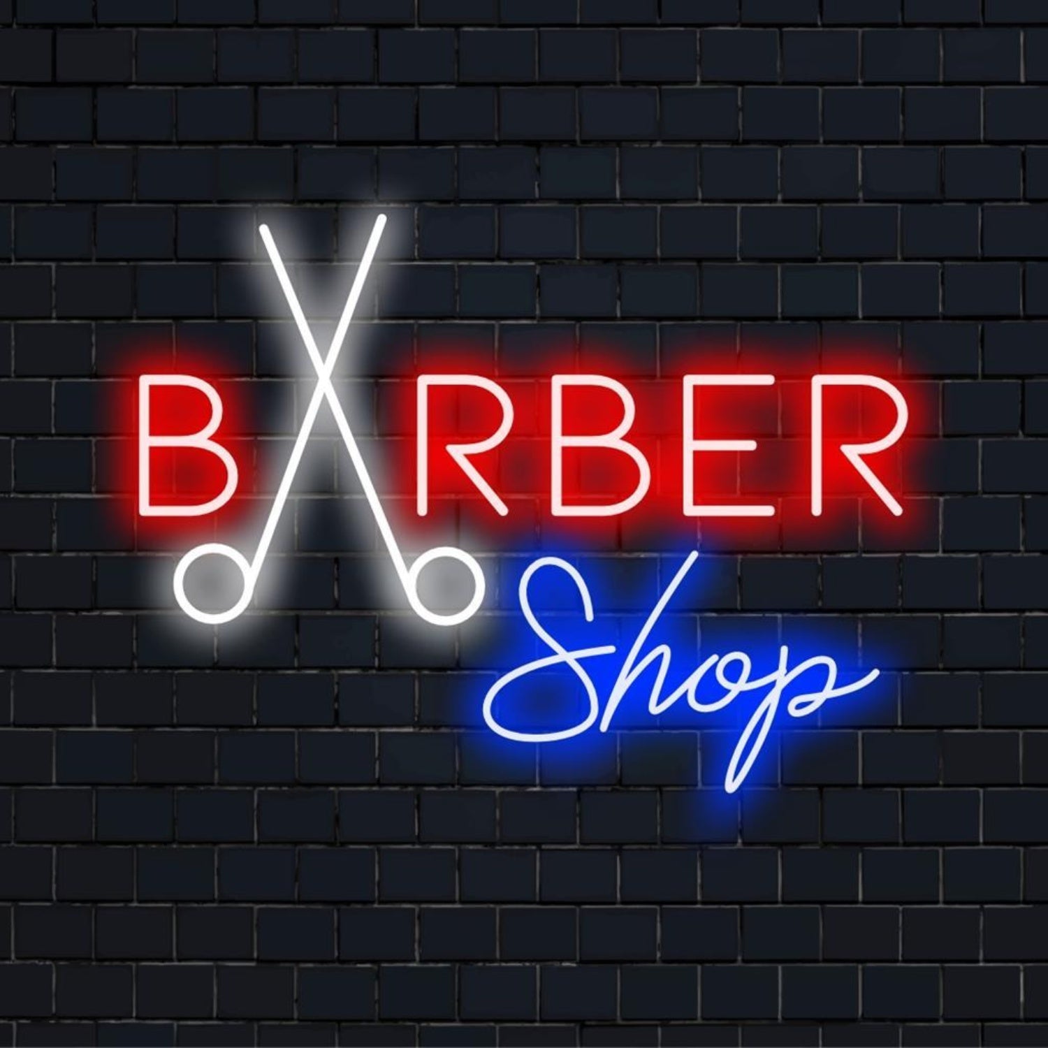 Barber Shop 2 Red-White-Blue Retro Led Neon Sign For Salon Wall Decor | Shineneon
