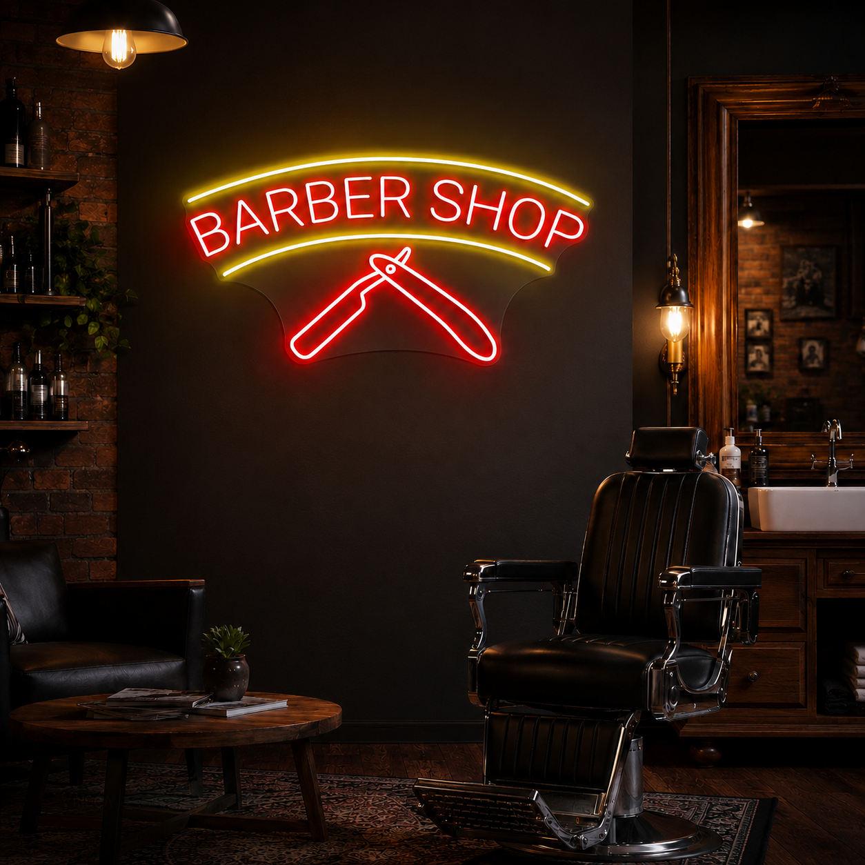 Barber Shop Business Wall Decor LED Neon Sign - 03 Real Lifestyle Scene
