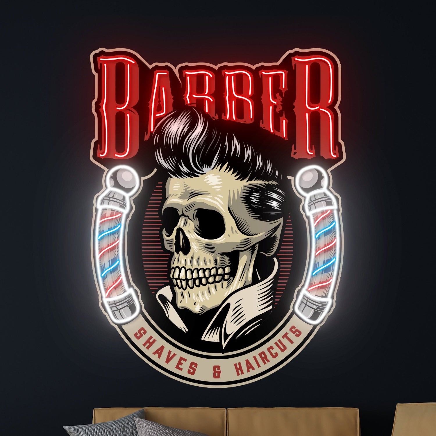 Barber Shop Decal Printed Led Neon Sign | Shineneon