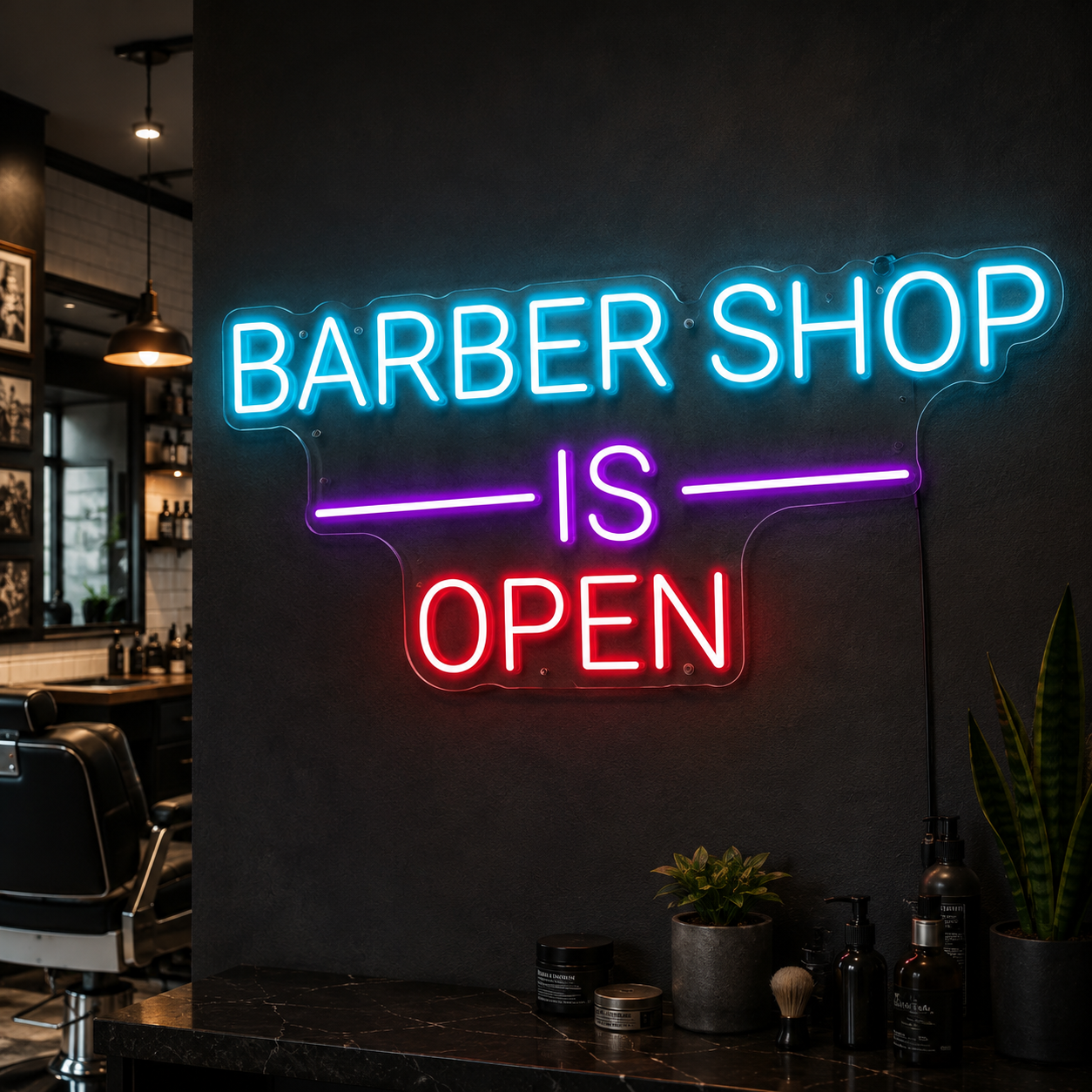 Barber Shop Is Open LED Neon Sign - 01 Original Product Image