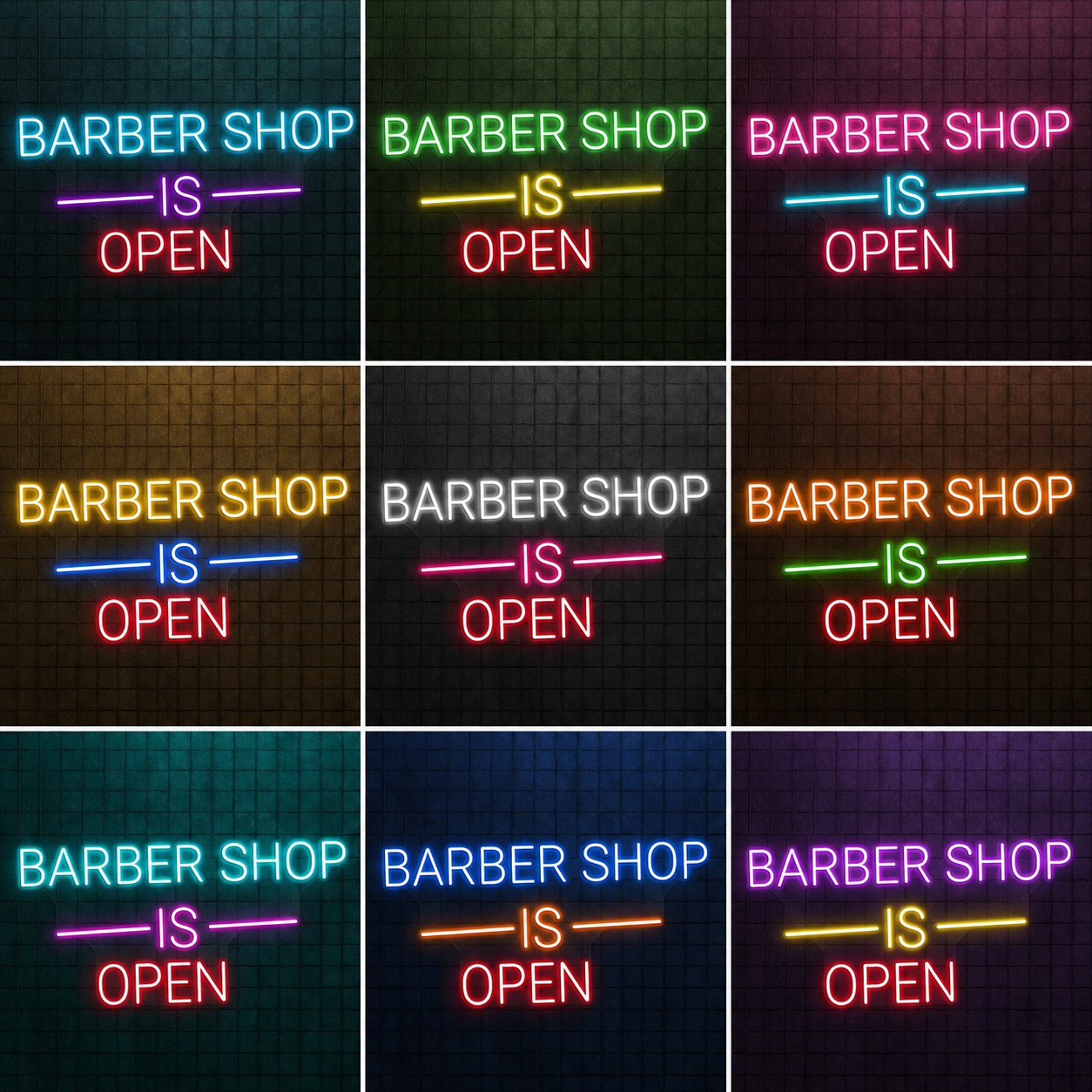 Barber Shop Is Open LED Neon Sign - 05 Color Grid