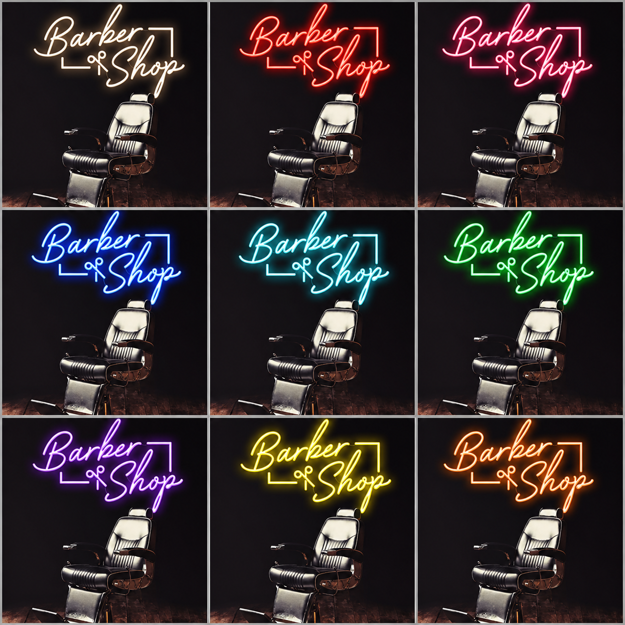 Barber Shop LED Neon Sign Home Art - 05 Color Grid
