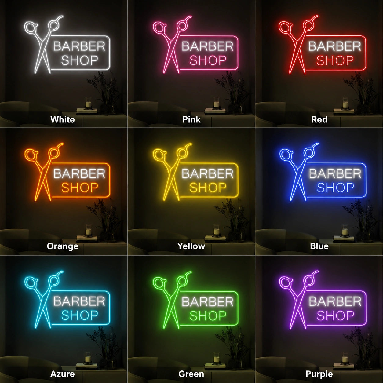 Barber Shop LED Neon Sign Home Wall Art - 05 Color Grid