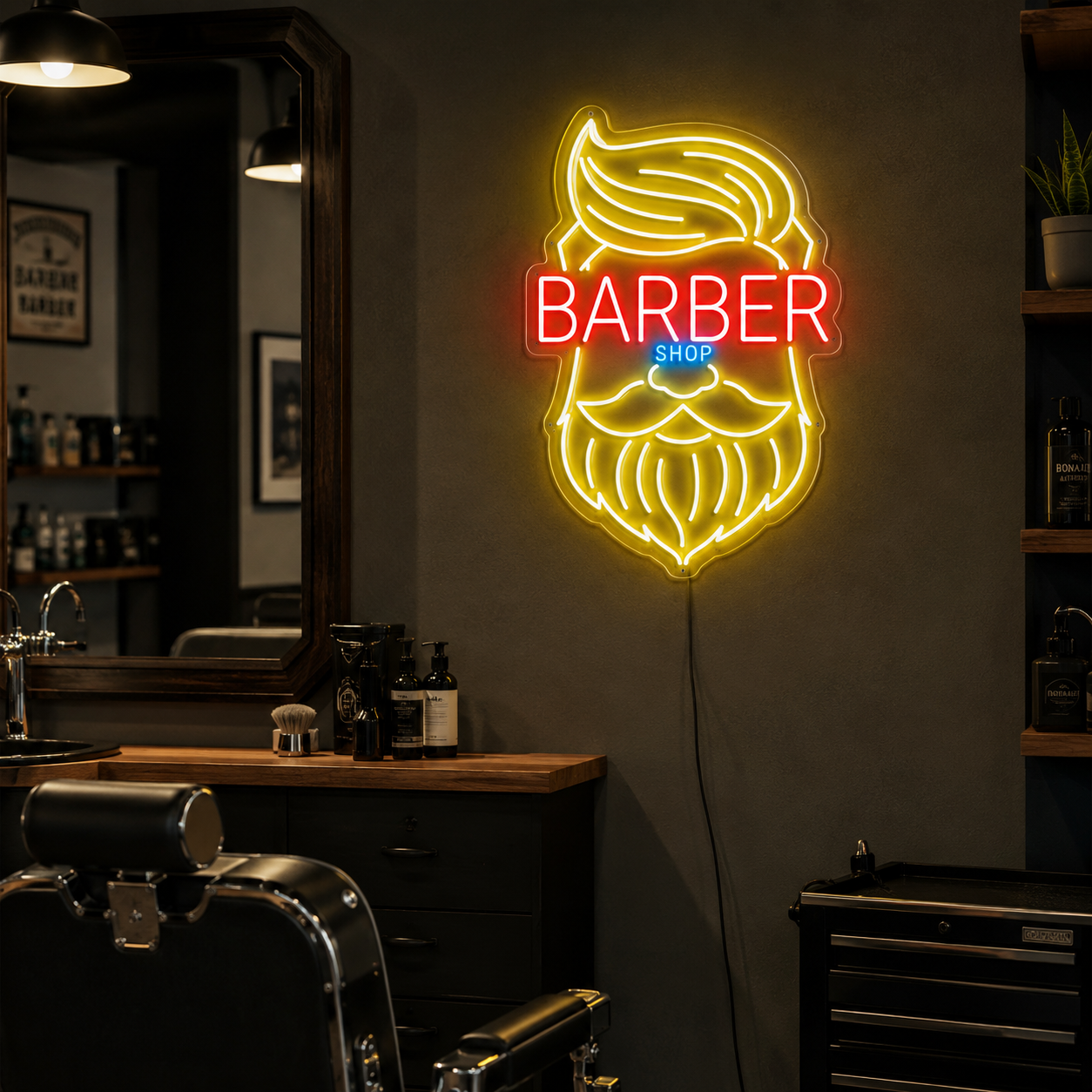 Barber Shop LED Neon Sign Living Room Decor - 03 Real Lifestyle Scene