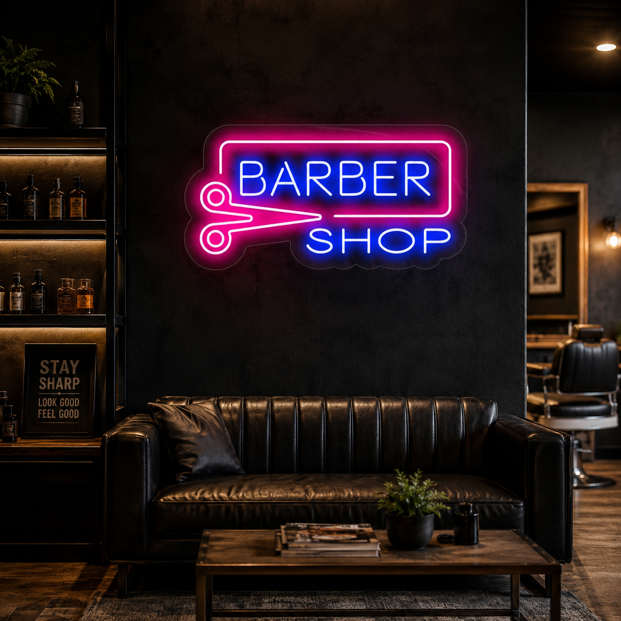 Barber Shop LED Neon Sign Wall Art - 02 High-Converting Product Image