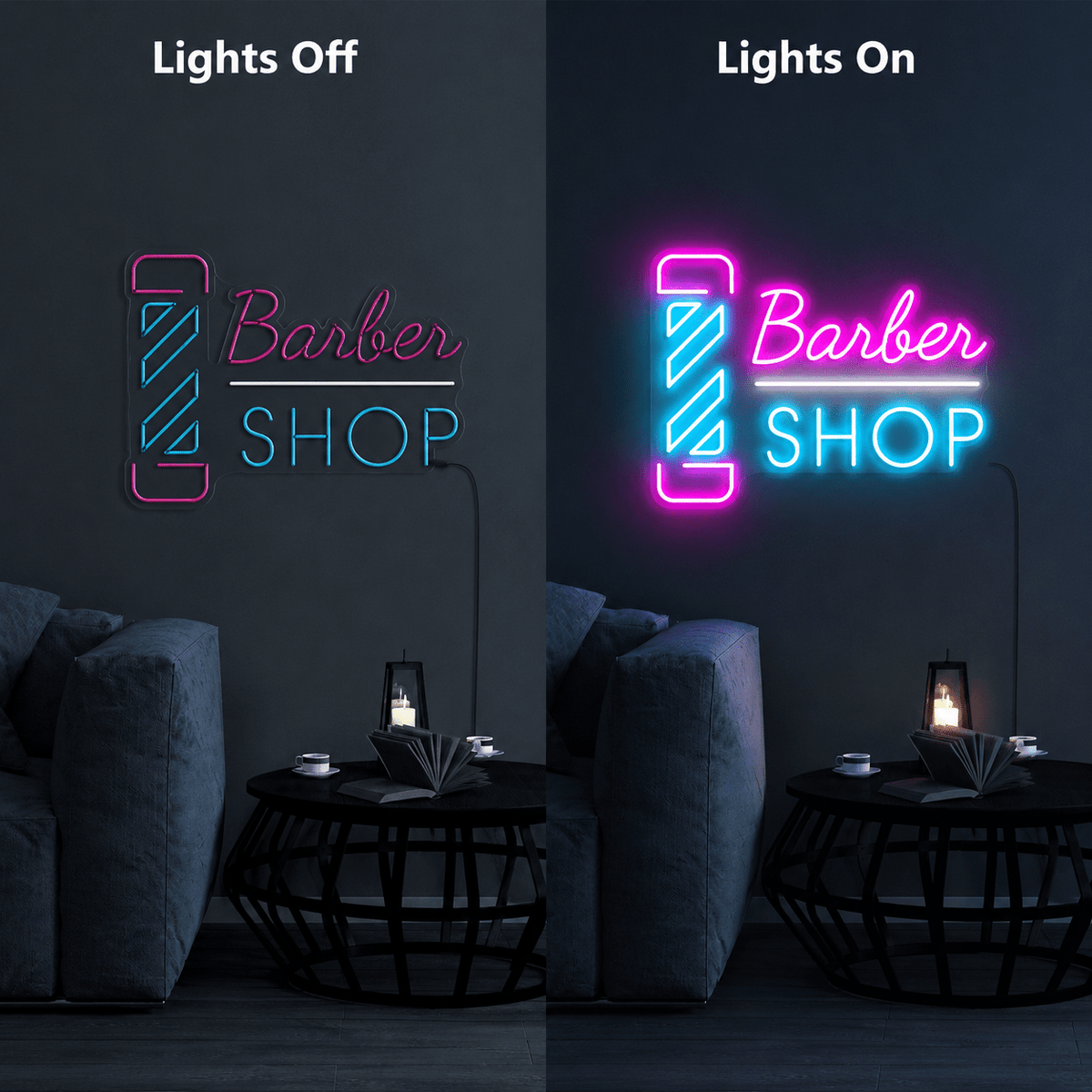 Barber Shop Next To A Couch LED Neon Sign - Shineneon