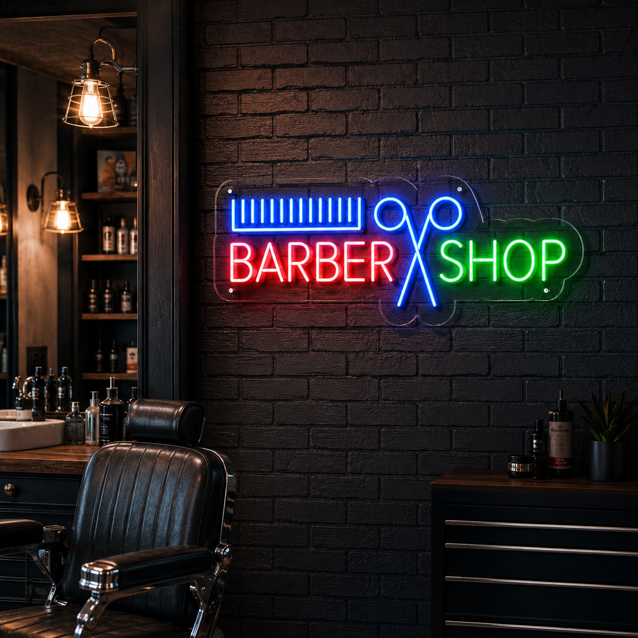 Barber Shop On LED Neon Sign - 02 High-Converting Product Image
