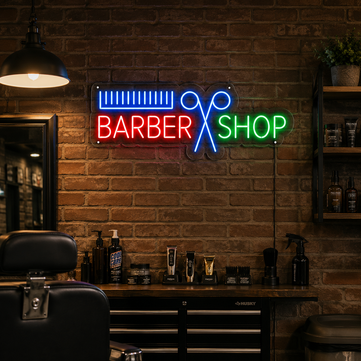 Barber Shop On LED Neon Sign - 03 Real Lifestyle Scene