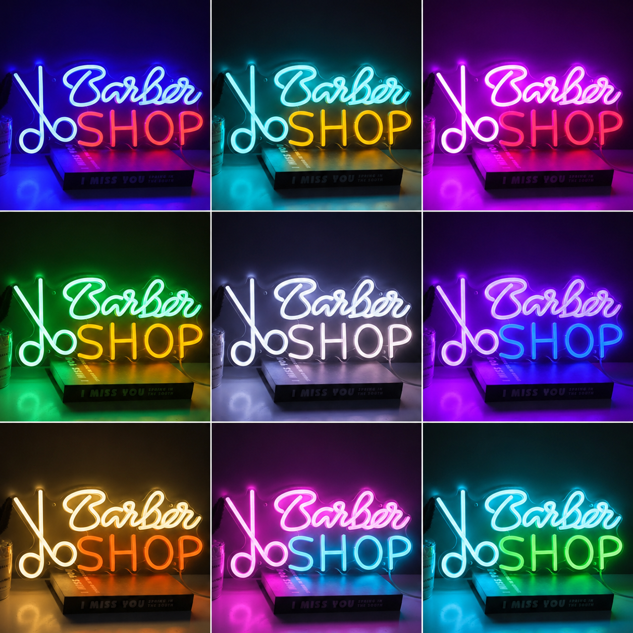 Barber Shop Wall Art LED Neon Sign - 05 Color Grid