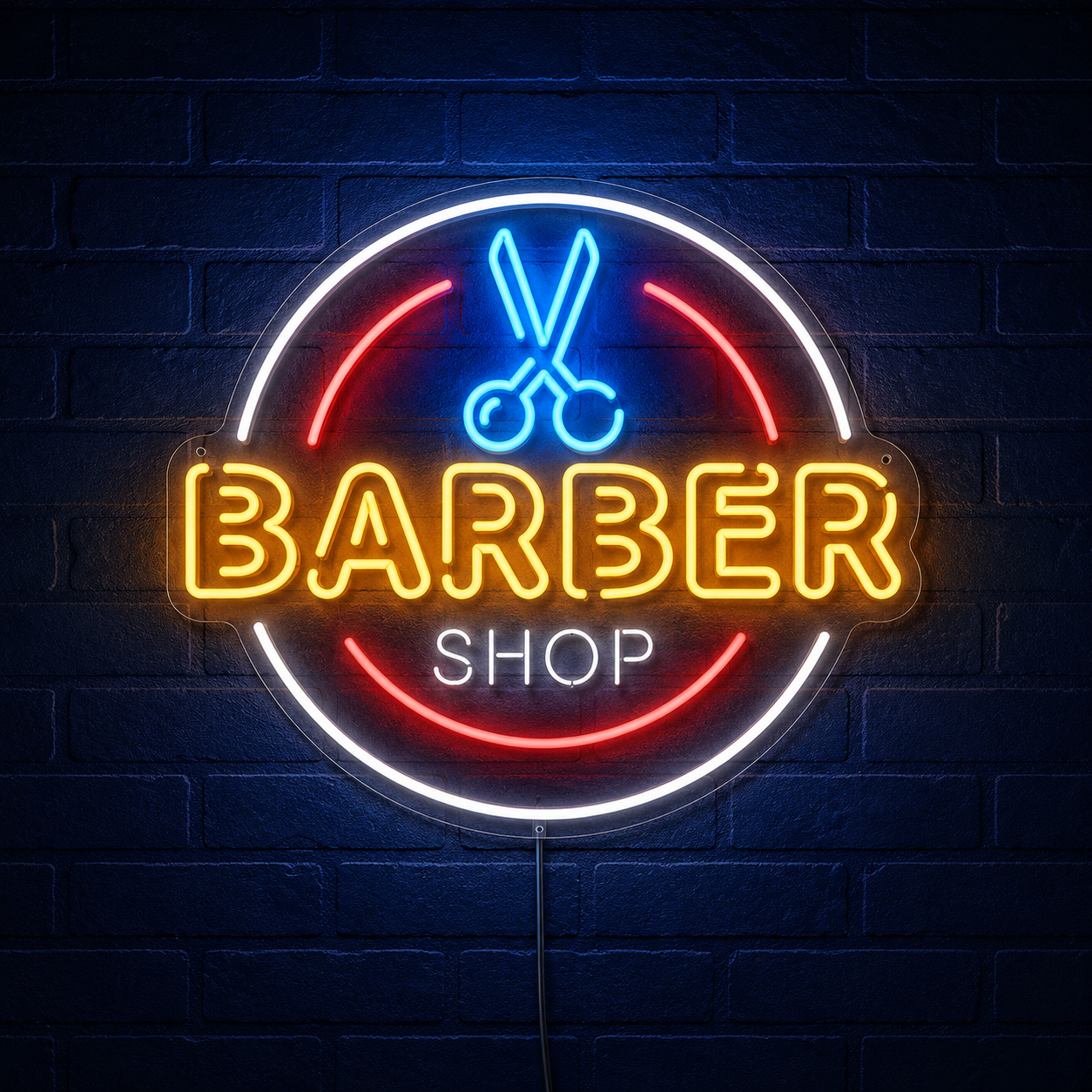 Barber Shop With Wall Decor LED Neon Sign - 01 Original Product Image