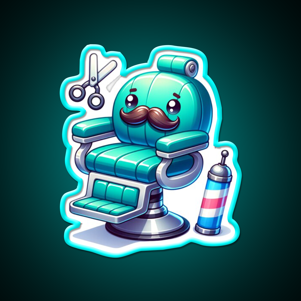 Barbers Chair With A Mustache Barber Shop Haircut Led Neon Sign