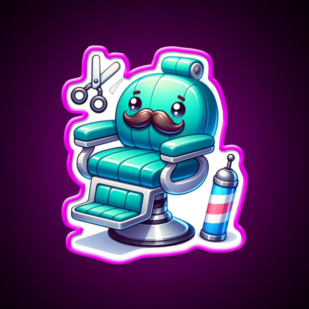 Barbers Chair With A Mustache Barber Shop Haircut Led Neon Sign