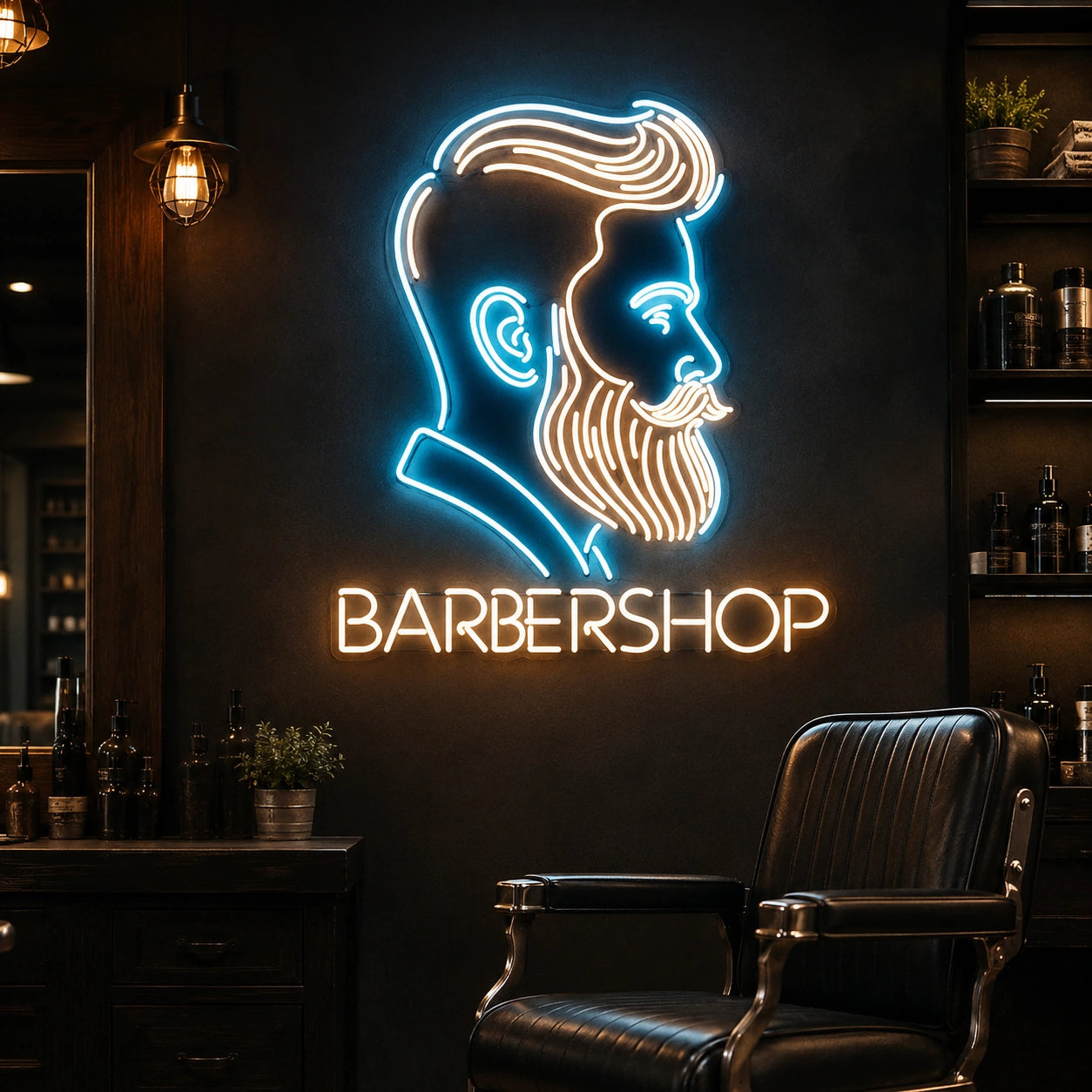 Barbershop LED Neon Sign Wall Art - 03 Real Lifestyle Scene