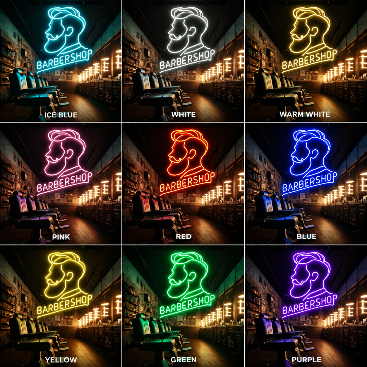 Barbershop LED Neon Sign Wall Neon Sign - 05 Color Grid