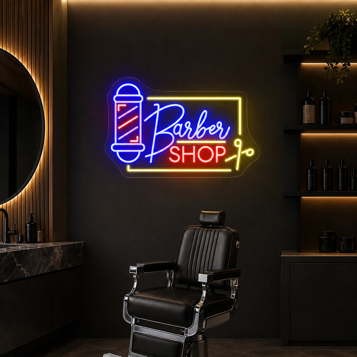 Barbershop Scissors LED Neon Sign - 04 Size Image
