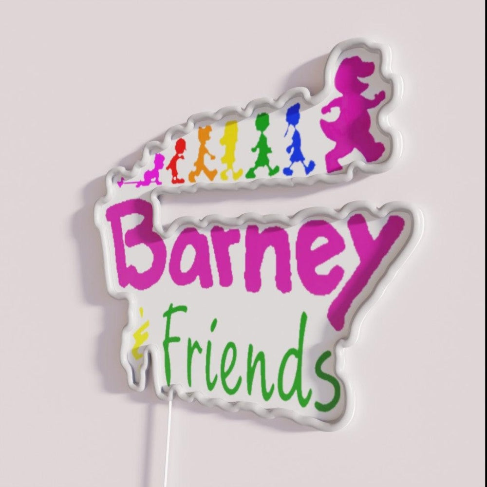 Barneys Laughs Rgb Led Neon Sign - Neon sign mounted on wall in room