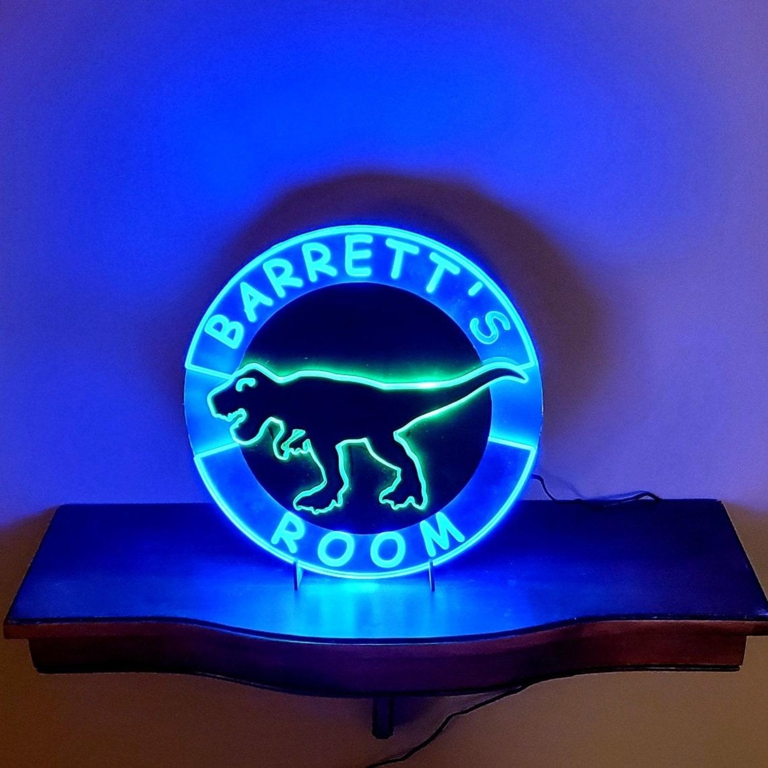 Barretts Room Dinosaur Turquoise Led Neon Sign For Kids Bedroom Decor | Shineneon