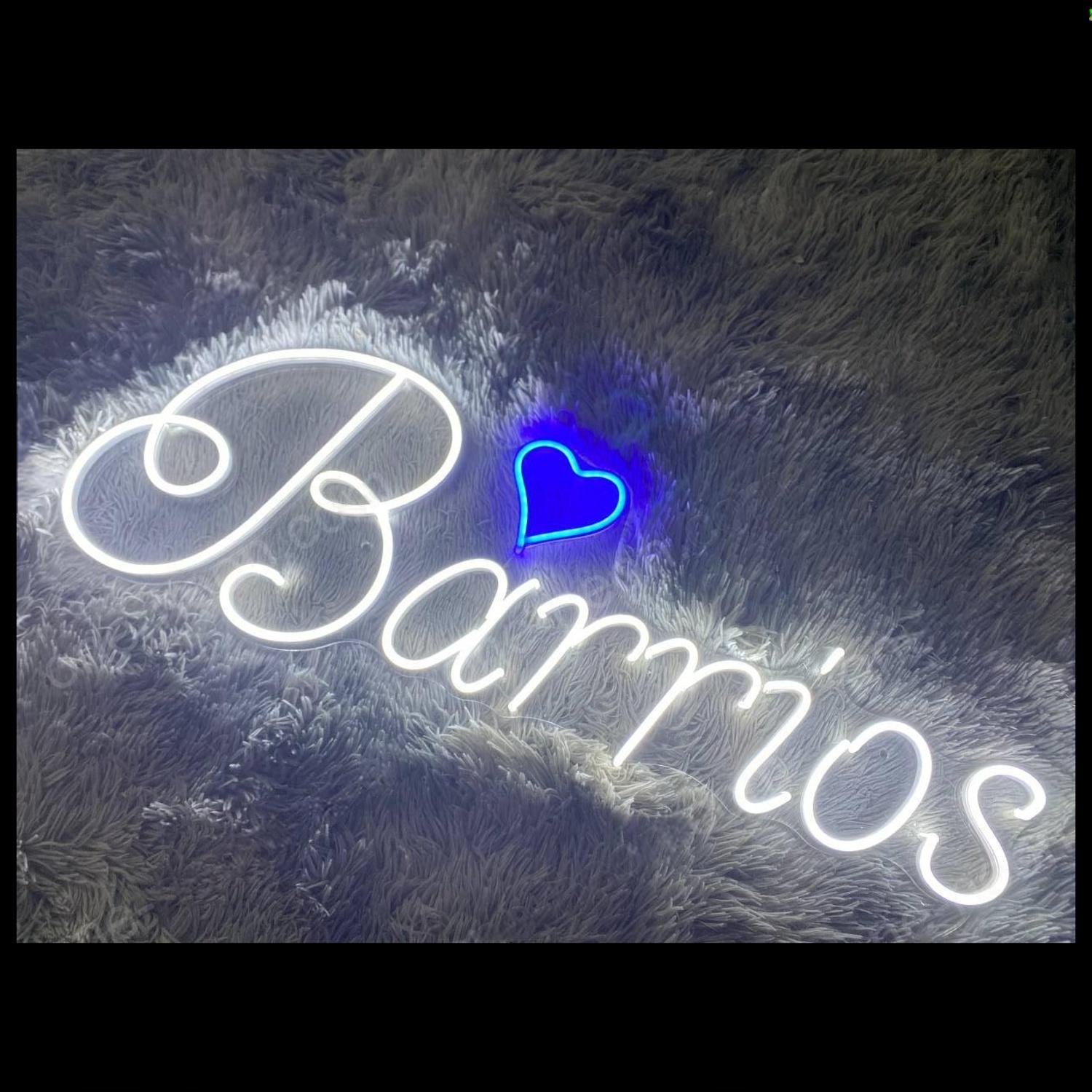 Barrios Elegant White Led Neon Sign With Red Heart For Home Decor | Shineneon