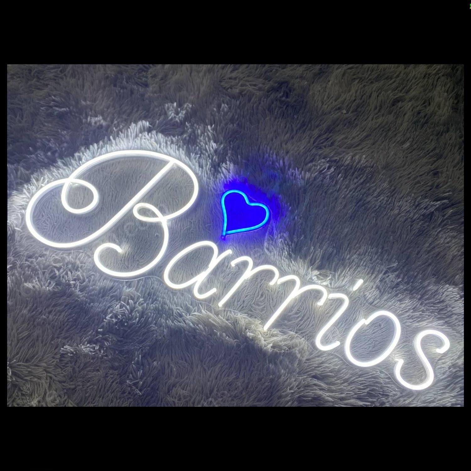 Barrios Elegant White Led Neon Sign With Red Heart For Home Decor | Shineneon
