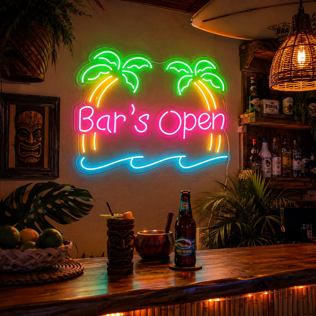 Bars Open Island Neon Sign LED Neon Sign real lifestyle scene