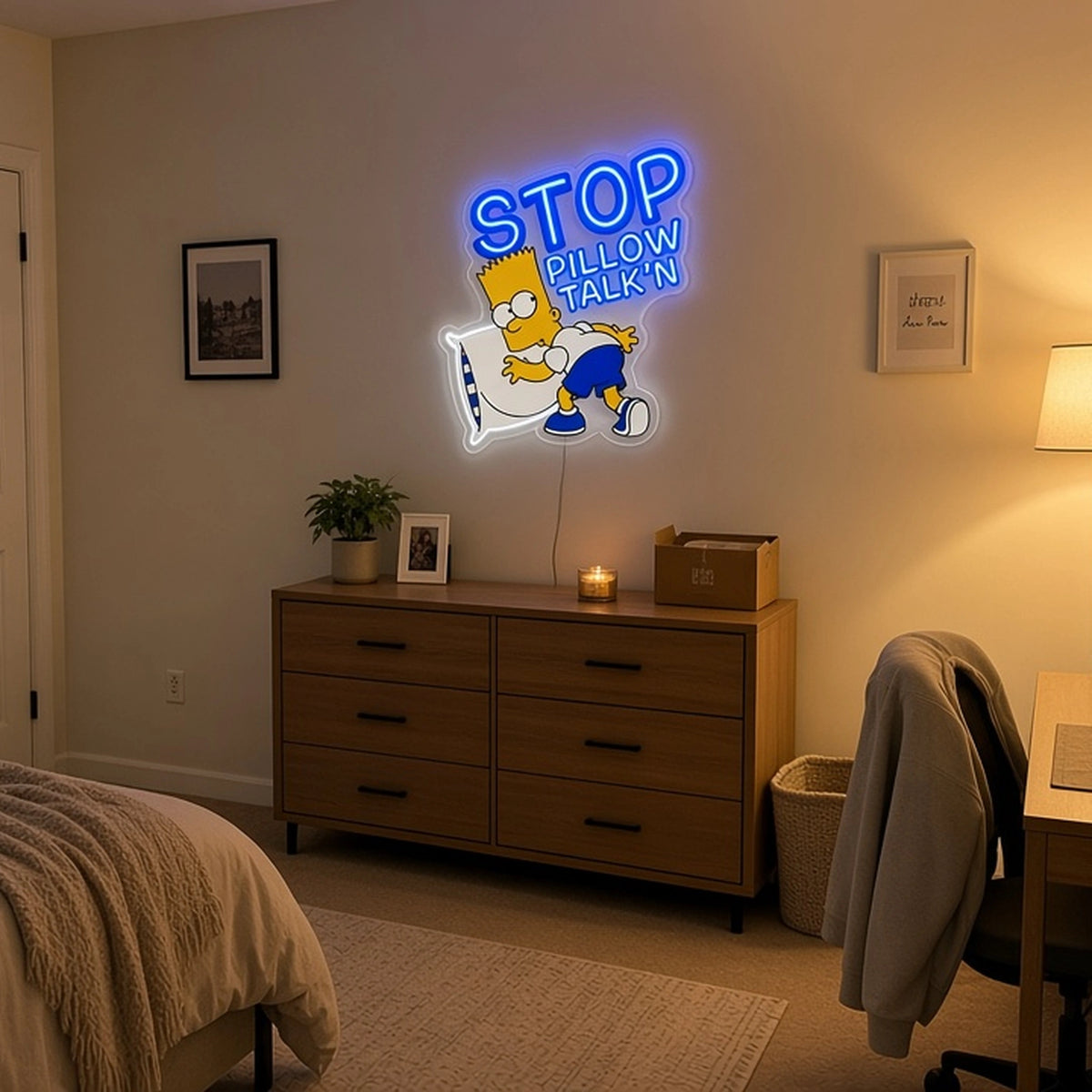 Bart Pillow Sign Custom LED Neon Sign | d651b72ec030825858536b79de9d4e779b6e6c627b3af459a32e7ed582c03a21 | natural_light