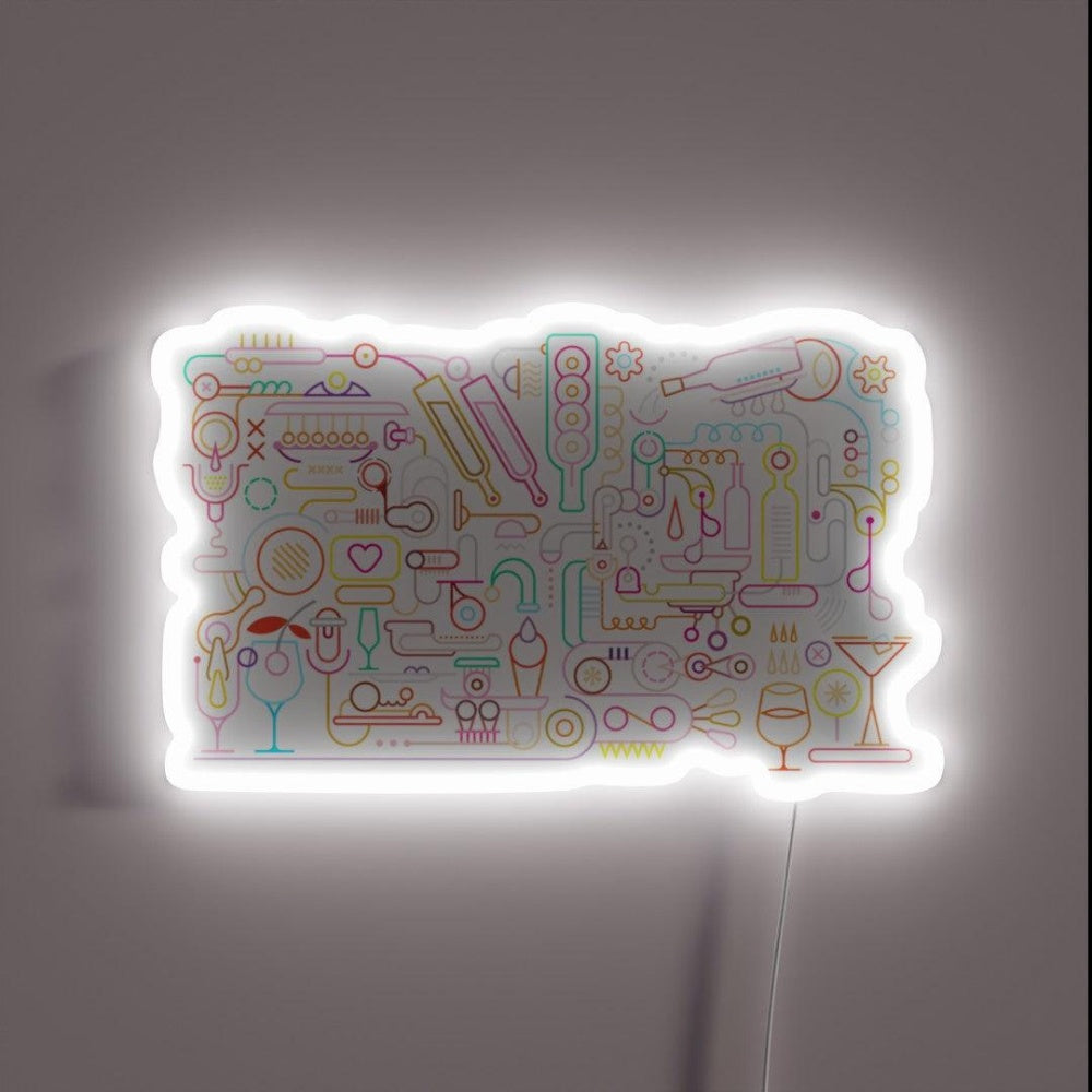 Bartender Cocktail Making Process Rgb Led Neon Sign - Custom LED neon sign front view