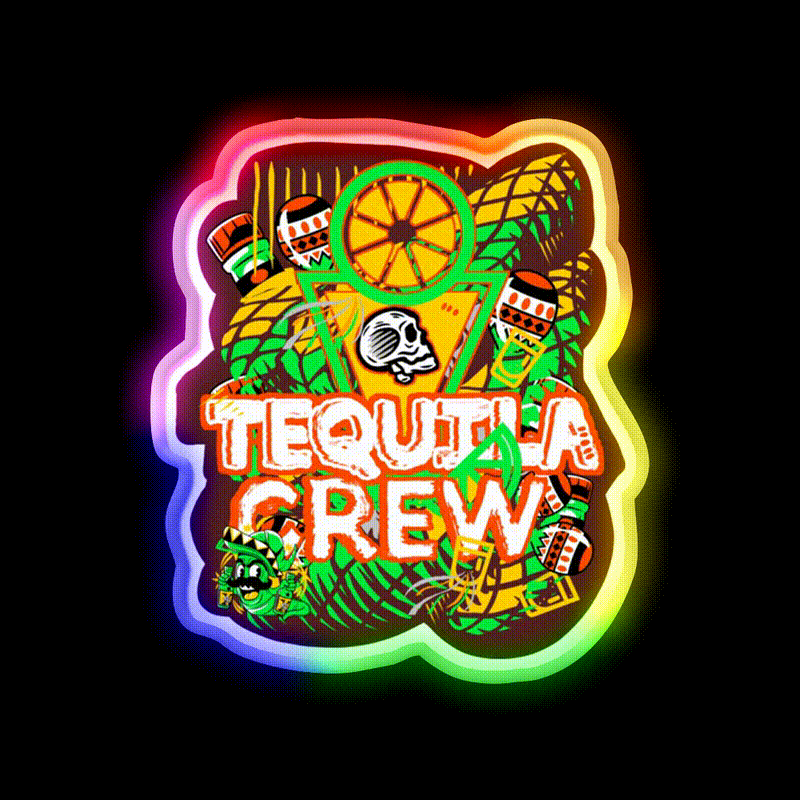 Bartender Party Crew Party Drink Tequila Led Neon Sign Rgb Color - LED neon sign close-up detail