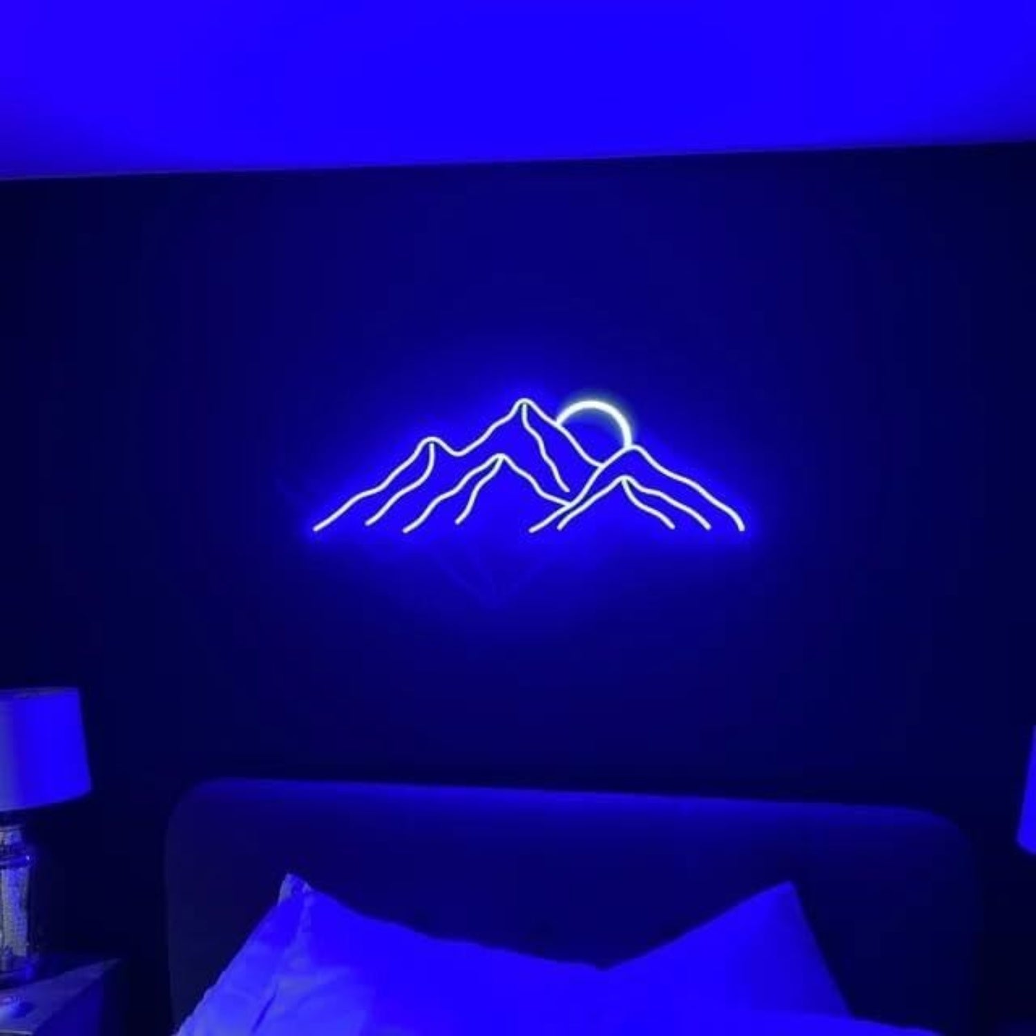 Barwedding Venue Deep Blue Junk Mountain Sun Led Neon Sign | Shineneon
