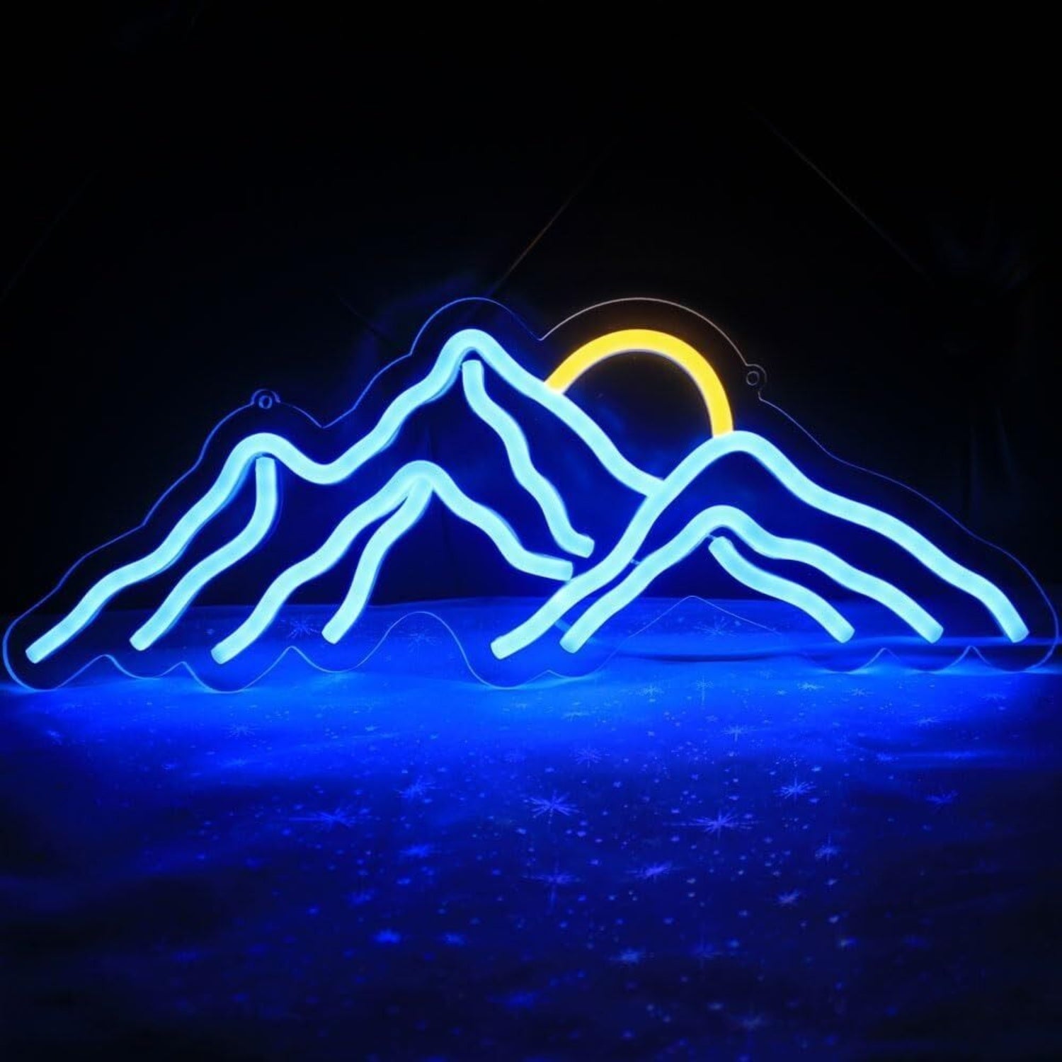 Barwedding Venue Deep Blue Junk Mountain Sun Led Neon Sign - Shineneon
